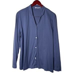 Frette blue button up pajama top sz XL